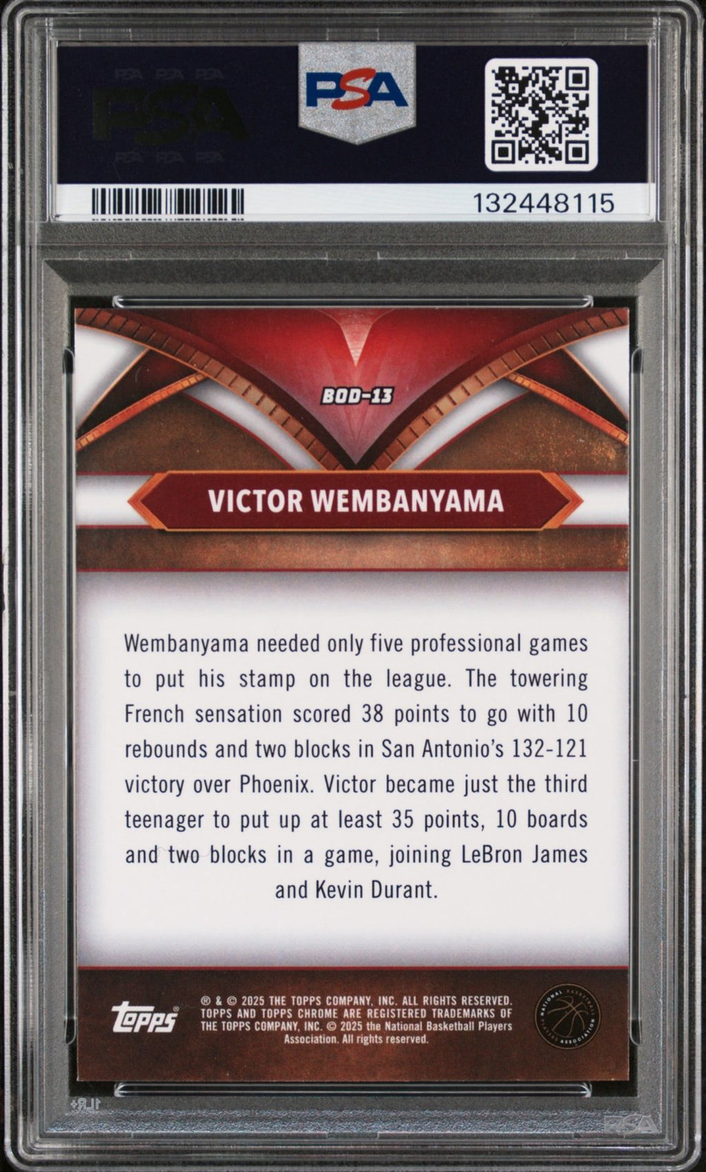 2024 Topps Chrome Ball Of Duty Victor Wembanyama #BOD13 PSA 10